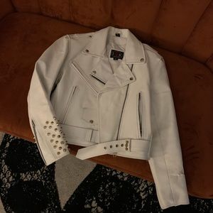 White leather customized jacket
